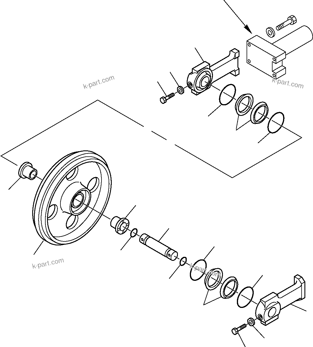 Komatsu parts book diagram for PC27R-8 S/N F31103-Up: IDLER (FOR STEEL SHOE) (1/2)