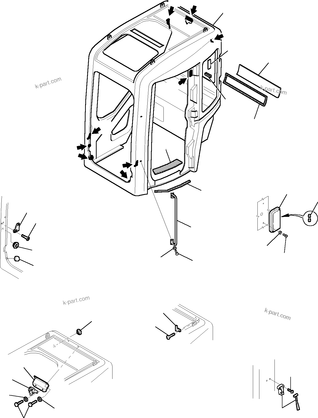 Komatsu parts book diagram for PC27R-8 S/N F31103-Up: CABIN (1/7)