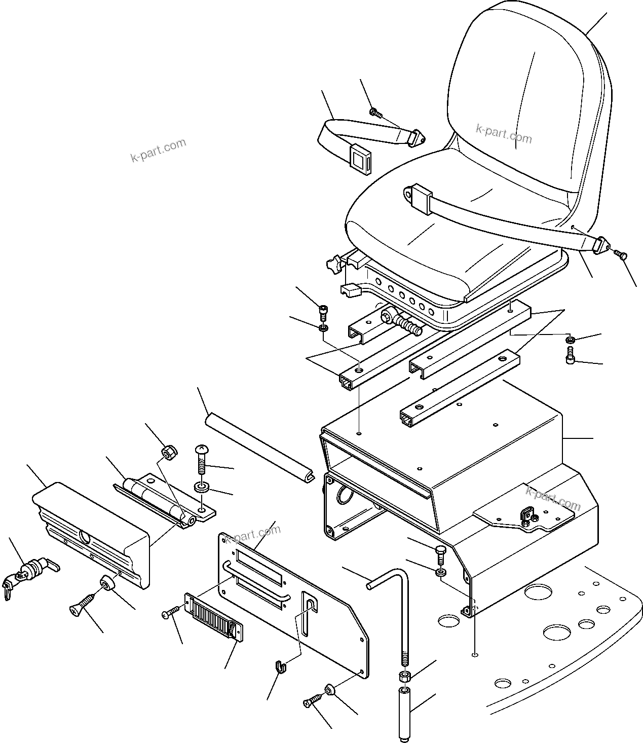 Komatsu parts book diagram for PC27R-8 S/N F31103-Up: OPERATOR'S SEAT (FOR CABIN)