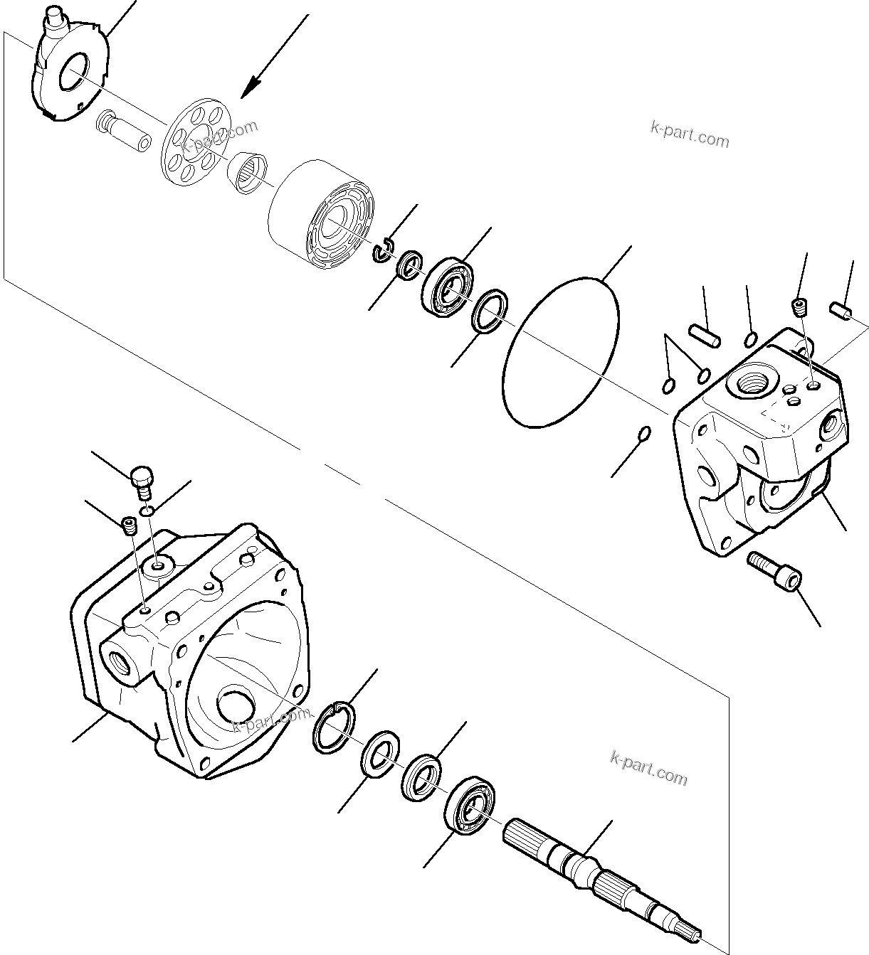 Komatsu parts book diagram for PC27R-8 S/N F31103-Up: HYDRAULIC PUMP (1/6)