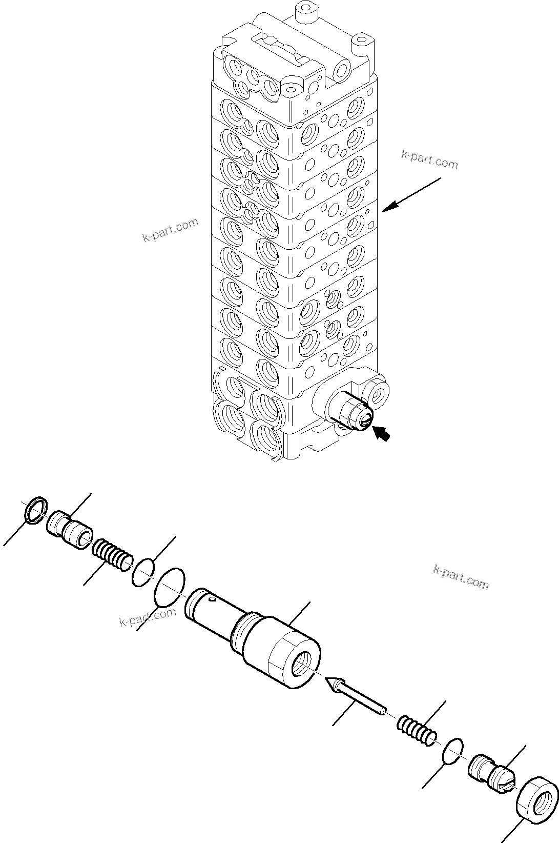 Komatsu parts book diagram for PC27R-8 S/N F31103-Up: CONTROL VALVE (9/12)