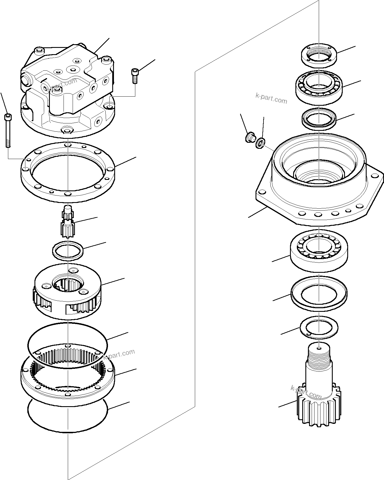 Komatsu parts book diagram for PC27R-8 S/N F31103-Up: SWING MACHINERY (1/2)