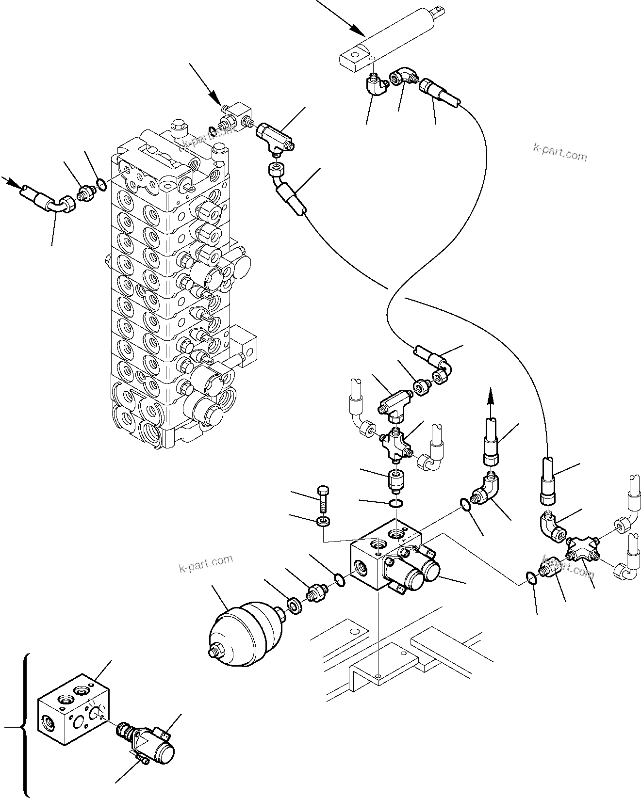 Komatsu parts book diagram for PC27R-8 S/N F31103-Up: HYDRAULIC PIPING (SERVOCONTROL LINE)