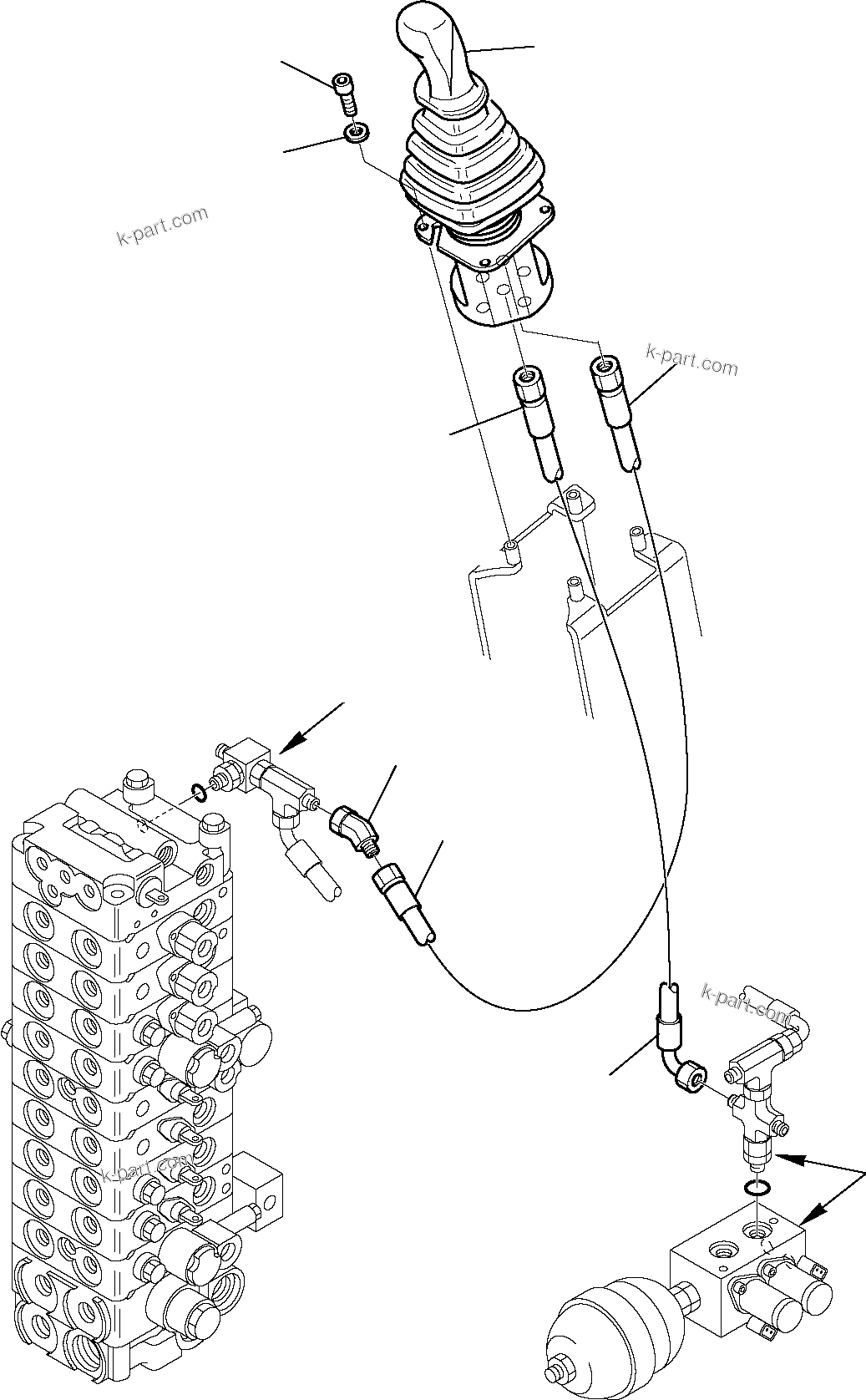 Komatsu parts book diagram for PC27R-8 S/N F31103-Up: HYDRAULIC PIPING R.H. (SERVOCONTROL LINE)