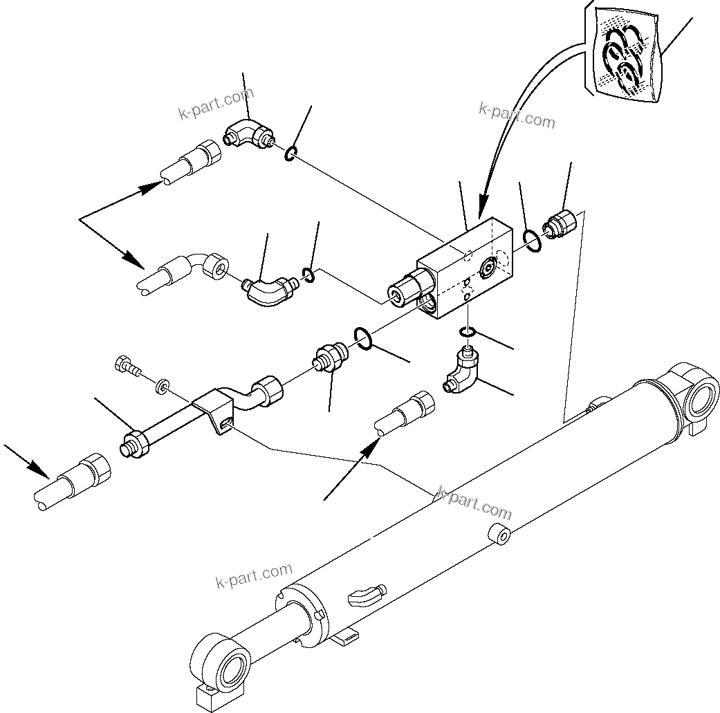 Komatsu parts book diagram for PC27R-8 S/N F31103-Up: HYDRAULIC PIPING (BOOM CYLINDER LINE) (SAFETY VALVE)