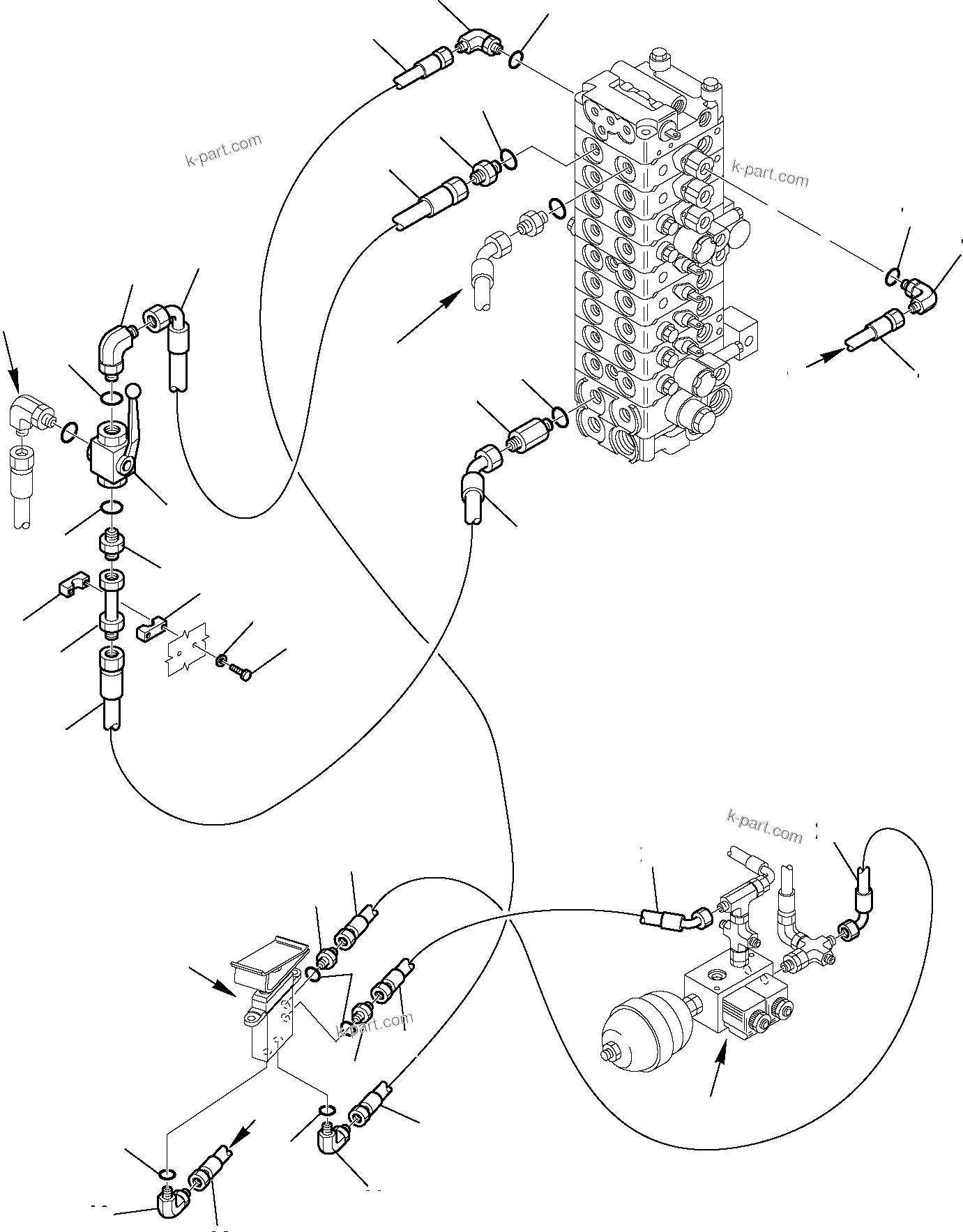 Komatsu parts book diagram for PC27R-8 S/N F31103-Up: HYDRAULIC PIPING (FOR ATTACHMENT) (1/3)