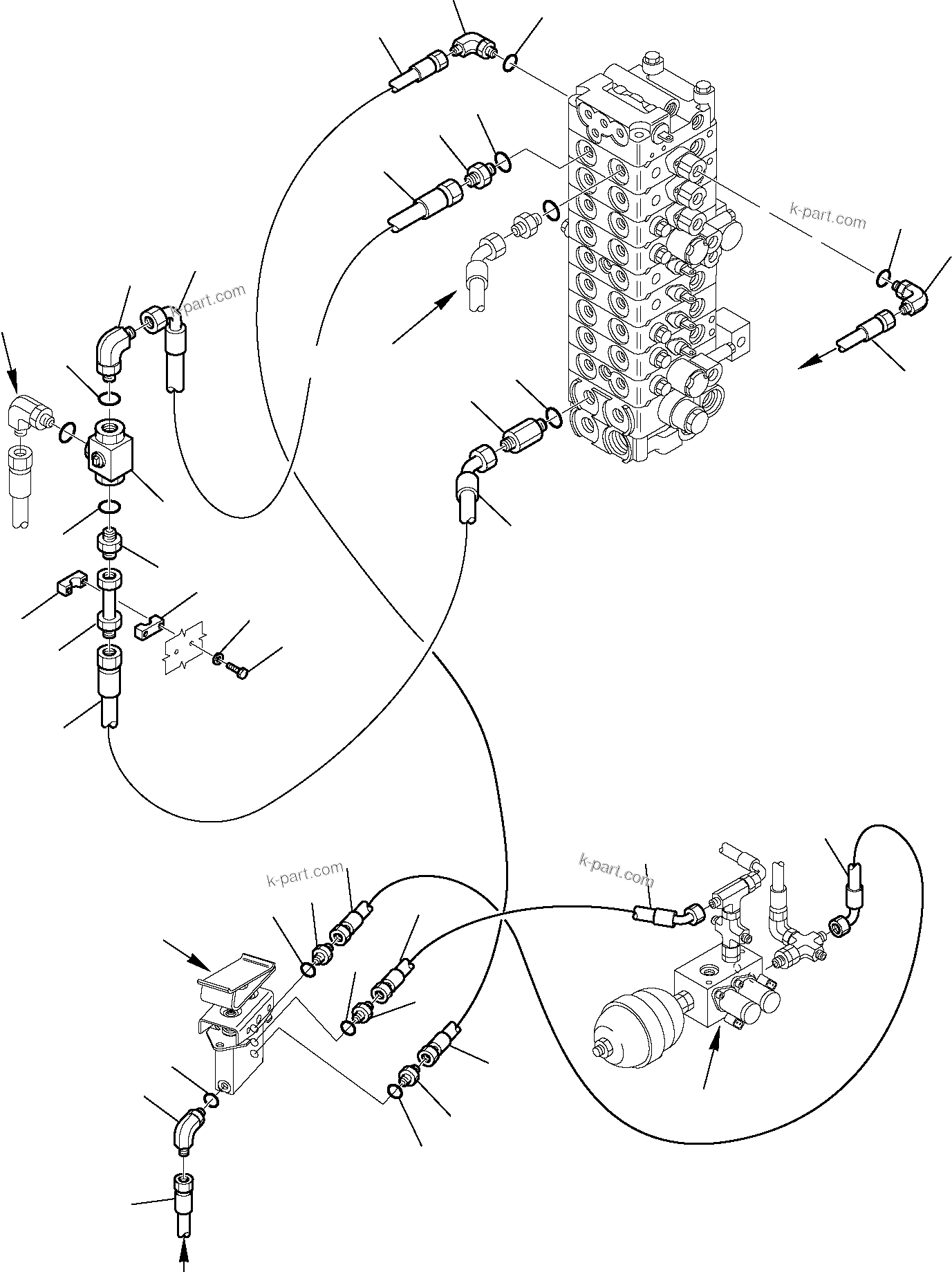 Komatsu parts book diagram for PC27R-8 S/N F31103-Up: HYDRAULIC PIPING (ATTACHMENT LINE) (1/3)