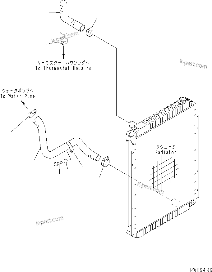 Komatsu parts book diagram for PC290LC-6K S/N K30001-UP: COOLING (PIPING)