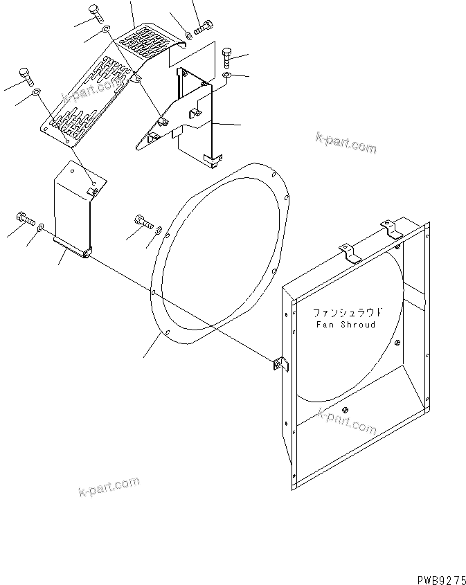Komatsu parts book diagram for PC290LC-6K S/N K30001-UP: FAN GUARD (WITH AIR CONDITIONER)