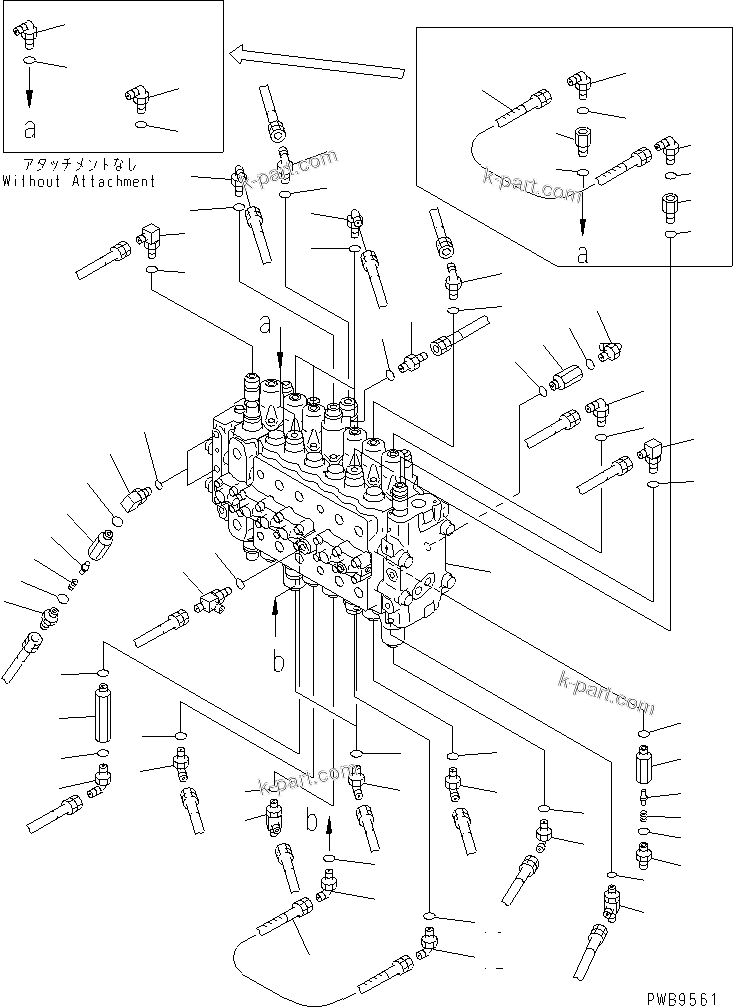 Komatsu parts book diagram for PC290LC-6K S/N K30001-UP: MAIN VALVE (CONNECTING PARTS) (1 ACTUATOR)