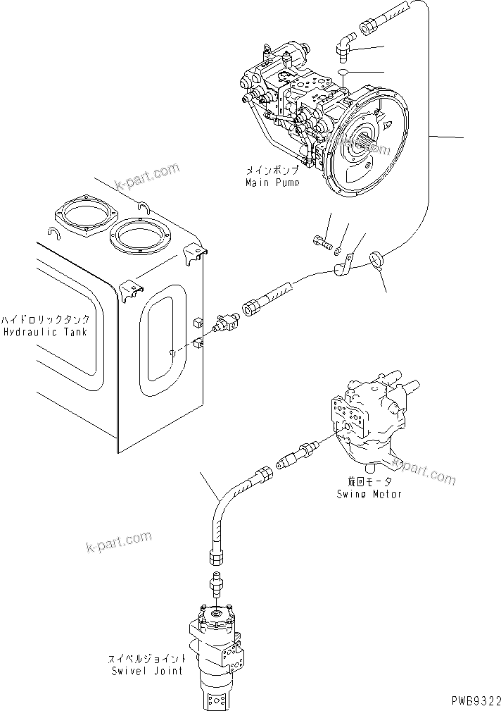 Komatsu parts book diagram for PC290LC-6K S/N K30001-UP: DRAIN LINE