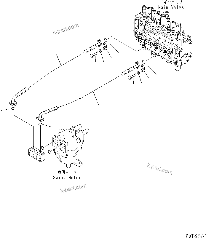 Komatsu parts book diagram for PC290LC-6K S/N K30001-UP: SWING LINES