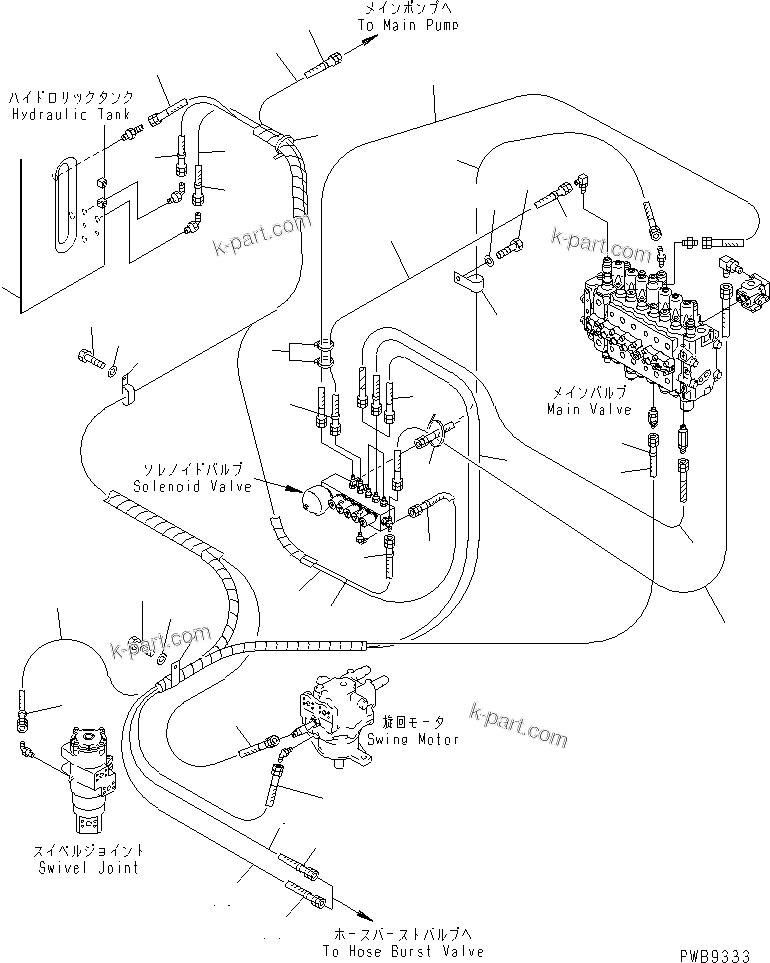 Komatsu parts book diagram for PC290LC-6K S/N K30001-UP: SOLENOID VALVE (SOLENOID VALVE LINE)