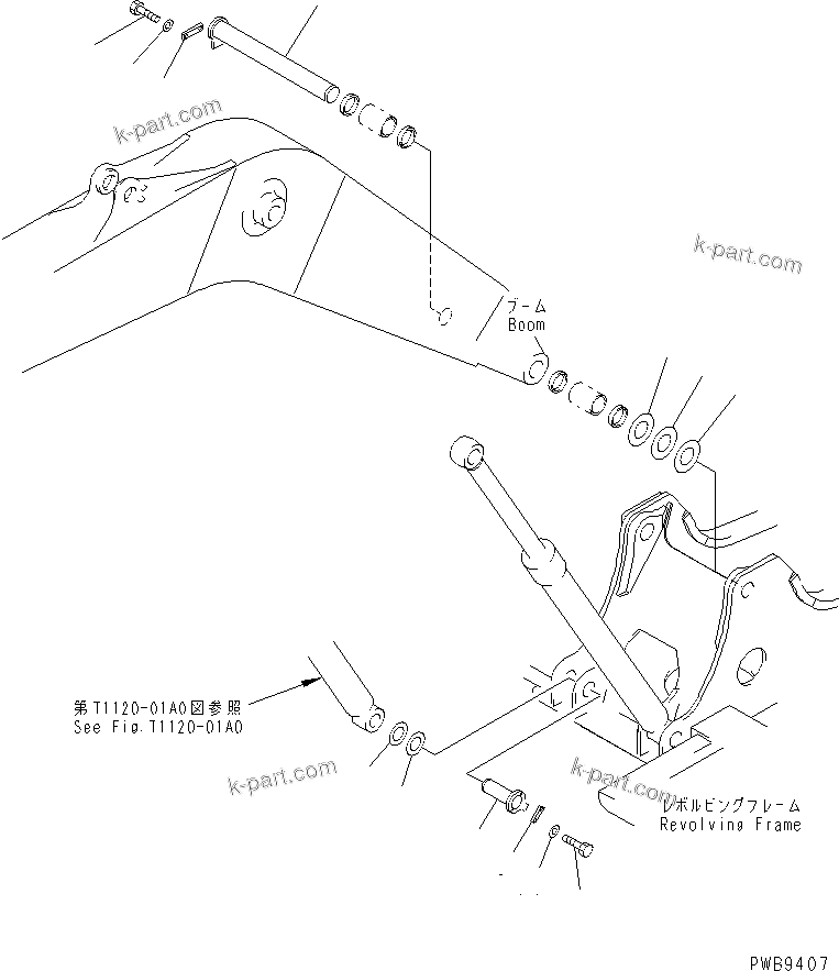 Komatsu parts book diagram for PC290LC-6K S/N K30001-UP: BOOM FOOT PIN