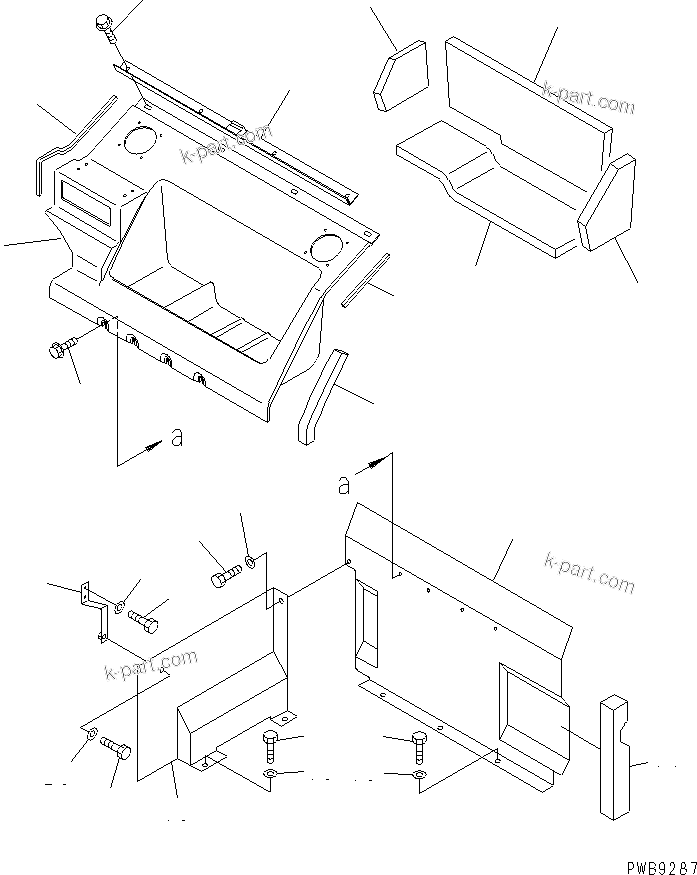 Komatsu parts book diagram for PC290LC-6K S/N K30001-UP: SEAT REAR COVER(#K30001-K30162)