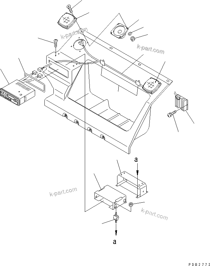 Komatsu parts book diagram for PC290LC-6K S/N K30001-UP: SEAT REAR COVER (WITH RADIO)