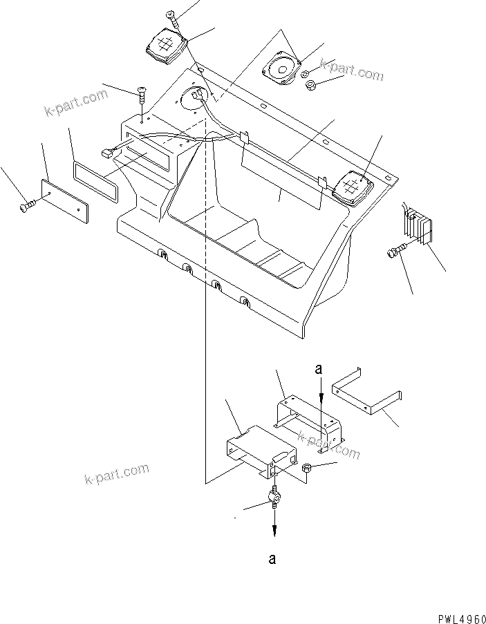 Komatsu parts book diagram for PC290LC-6K S/N K30001-UP: SEAT REAR COVER (RADIO LESS)(#K34001-)