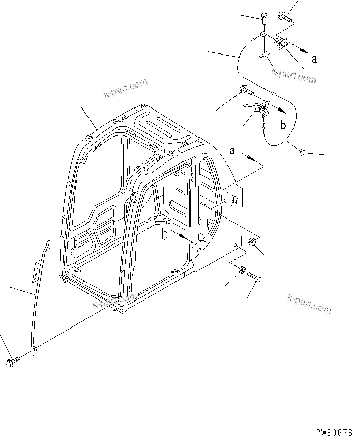 Komatsu parts book diagram for PC290LC-6K S/N K30001-UP: OPERATOR'S CAB (1/7) (CAB ? GRIP AND OPEN LOCK)