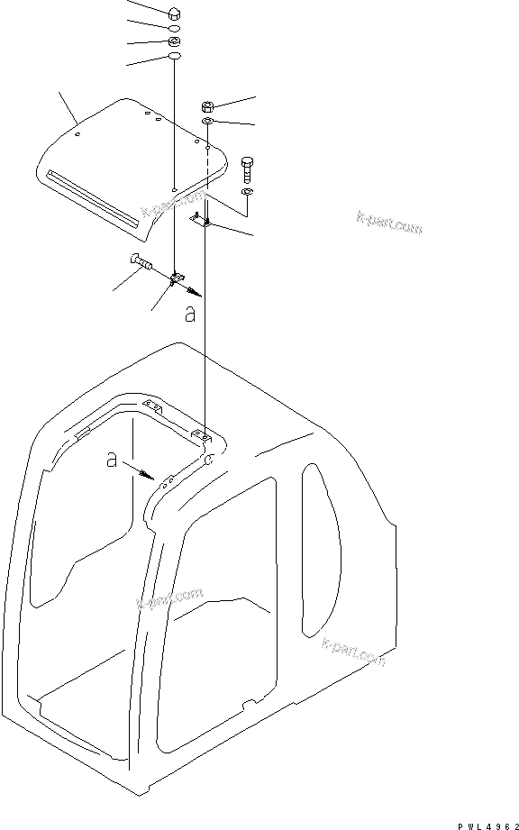Komatsu parts book diagram for PC290LC-6K S/N K30001-UP: OPERATOR'S CAB HATCH(#K34001-)