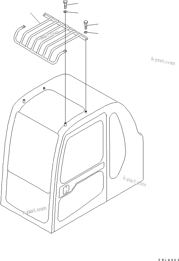 Komatsu parts book diagram for PC290LC-6K S/N K30001-UP: OPERATOR'S CAB HATCH GUARD(#K34001-)