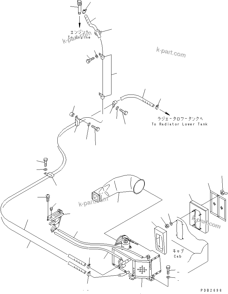 Komatsu parts book diagram for PC290LC-6K S/N K30001-UP: CAR HEATER(#K30001-K30162)