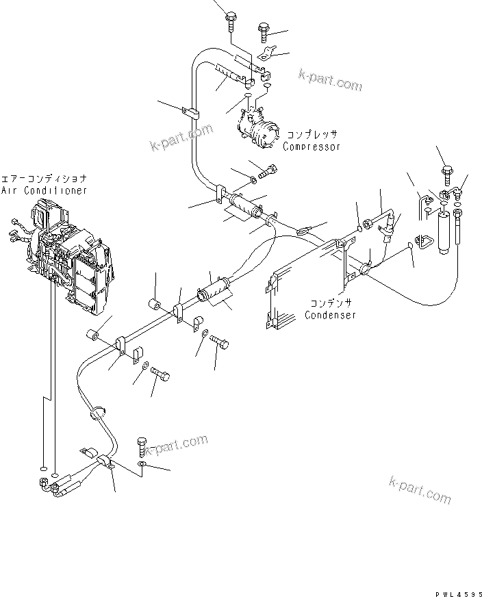 Komatsu parts book diagram for PC290LC-6K S/N K30001-UP: AIR CONDITIONER (COOLING LINE)(#K30163-)