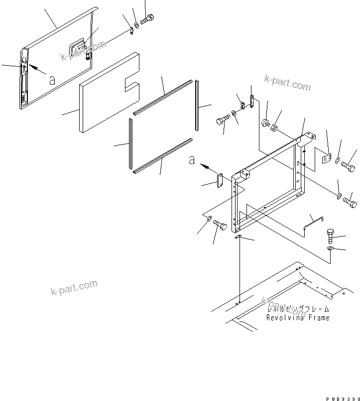 Komatsu parts book diagram for PC290LC-6K S/N K30001-UP: RIGHT SIDE DOOR (MACHINE CAB)(#K30001-K34000)