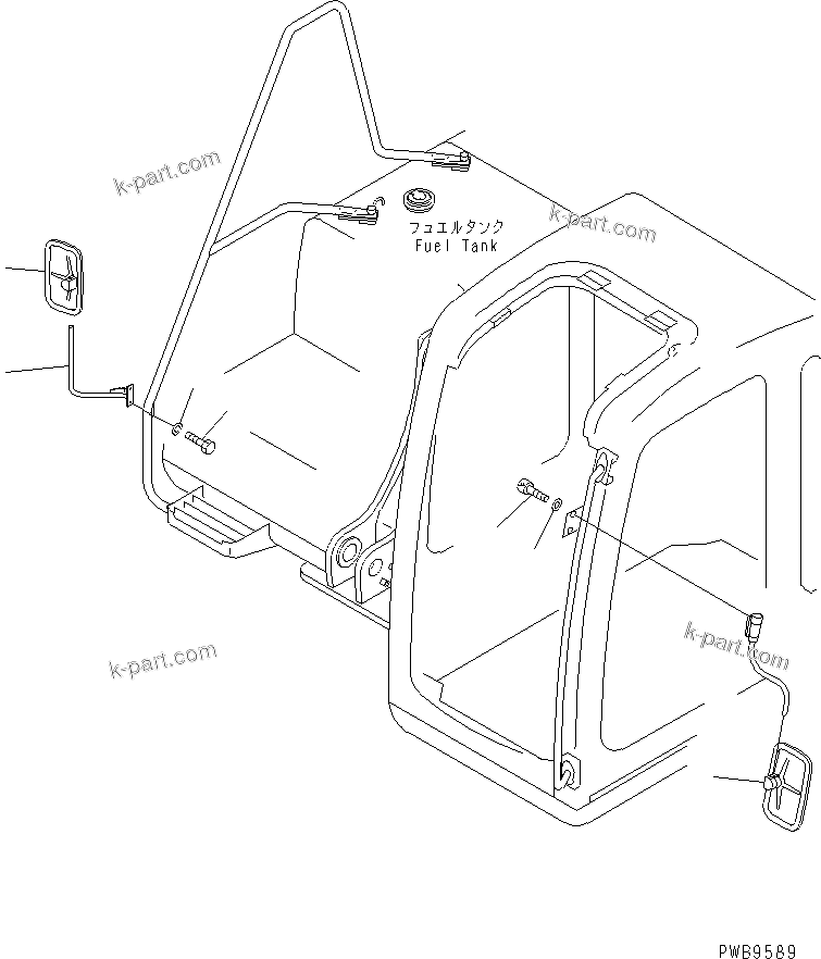 Komatsu parts book diagram for PC290LC-6K S/N K30001-UP: REAR VIEW MIRROR