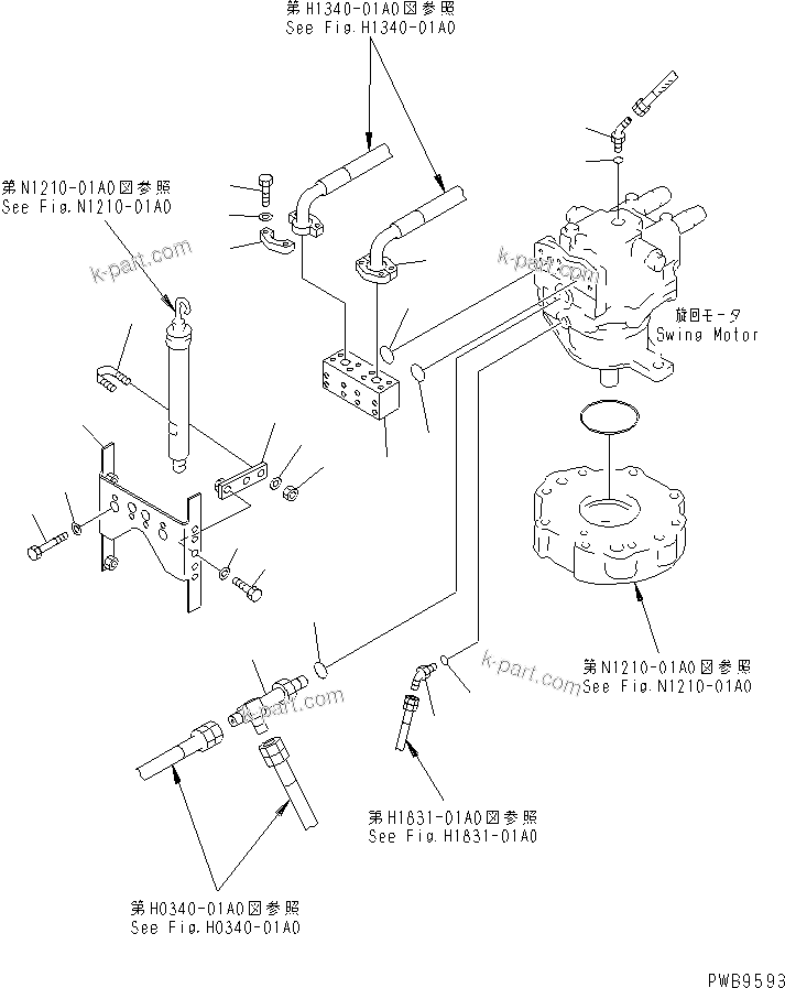 Komatsu parts book diagram for PC290LC-6K S/N K30001-UP: SWING MOTOR (CONNECTING PARTS)