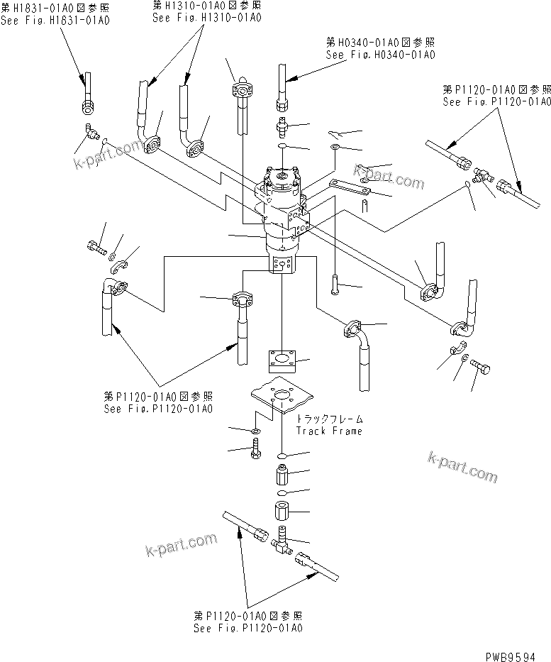 Komatsu parts book diagram for PC290LC-6K S/N K30001-UP: SWIVEL JOINT (CONNECTING PARTS) (TRAVEL SPEED 3RD)