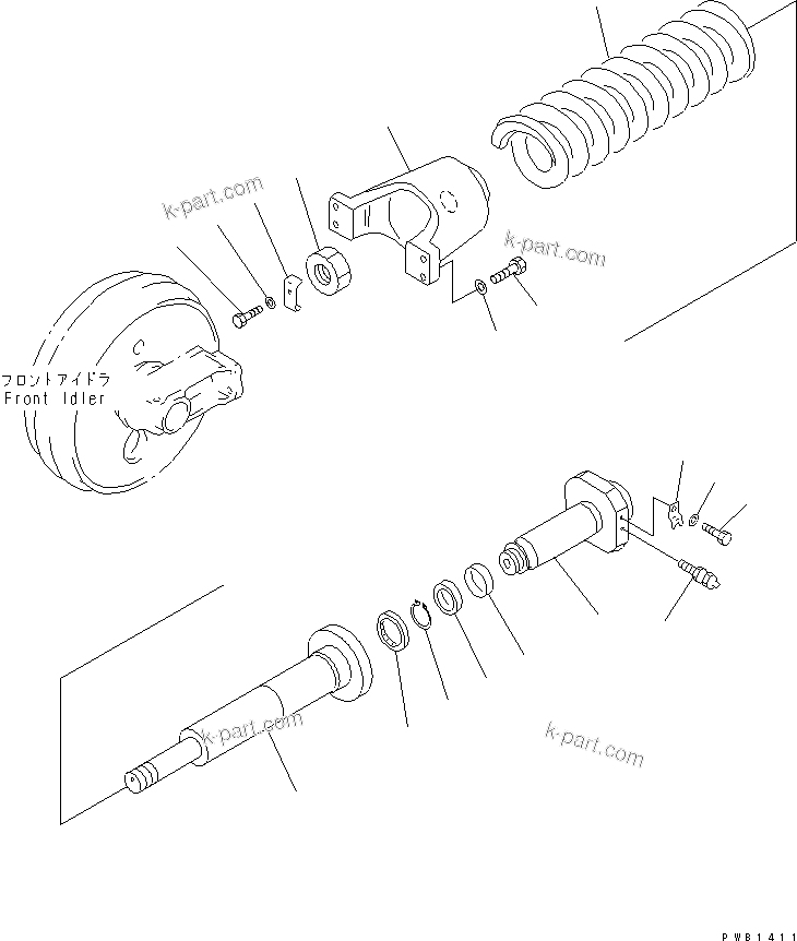Komatsu parts book diagram for PC290LC-6K S/N K30001-UP: IDLER CUSHION