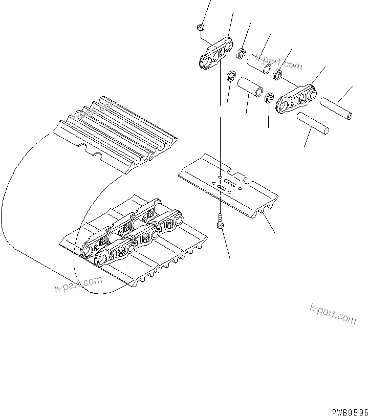 Komatsu parts book diagram for PC290LC-6K S/N K30001-UP: TRACK SHOE (TRIPLE GROUSER WITH HOLE) (700MM WIDE)