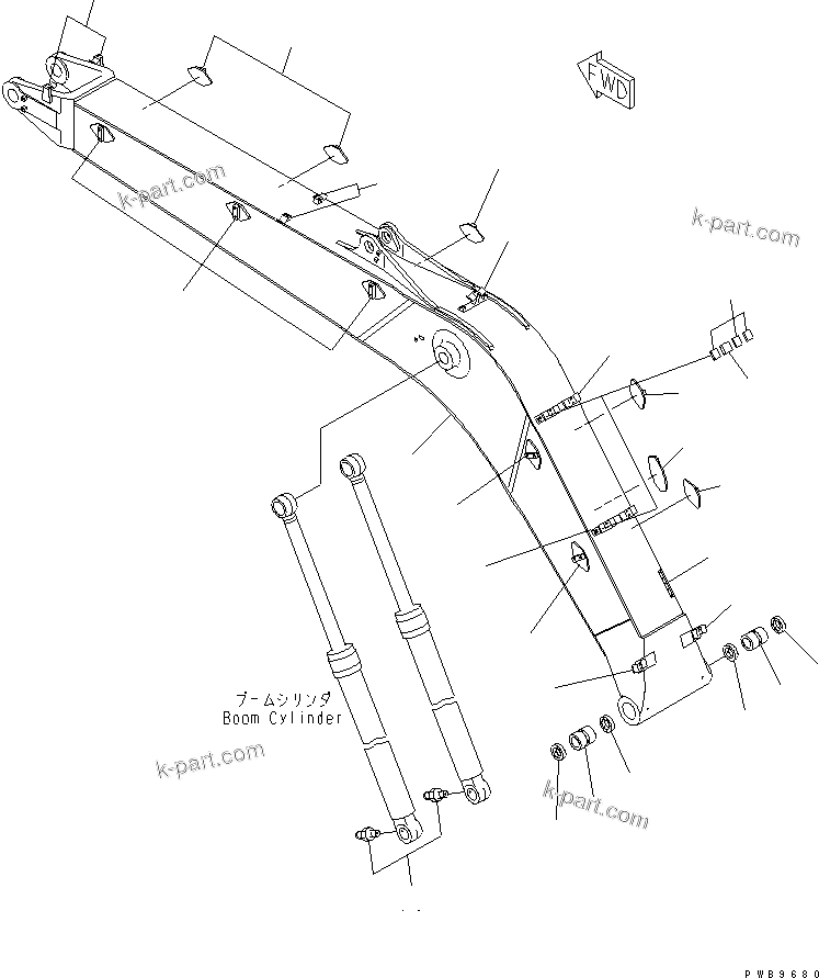Komatsu parts book diagram for PC290LC-6K S/N K30001-UP: BOOM (ADDITIONAL PIPING)
