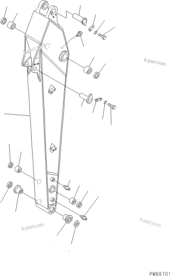 Komatsu parts book diagram for PC290LC-6K S/N K30001-UP: ARM (2.5M) (1-ACTUAOR)
