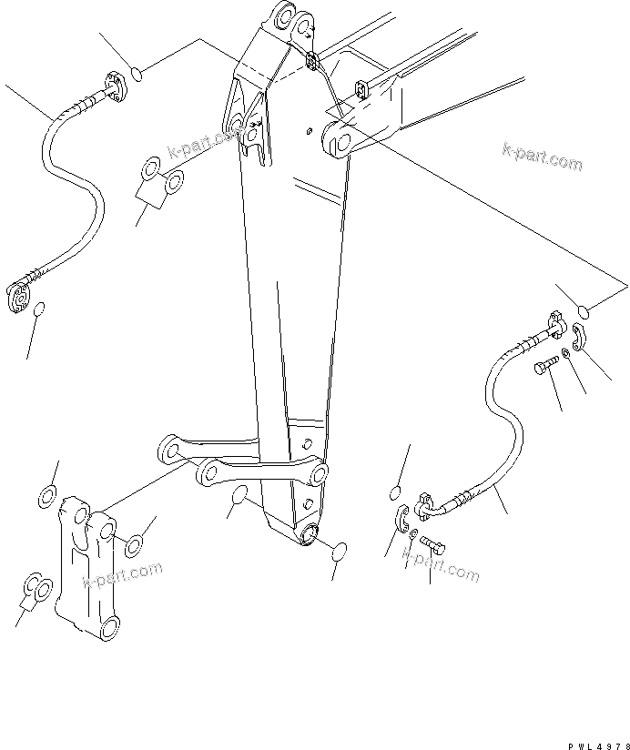 Komatsu parts book diagram for PC290LC-6K S/N K30001-UP: ARM (2.0M ?2.5M ?3.0M) (BUCKET CYLINDER HOSE AND SPACER)