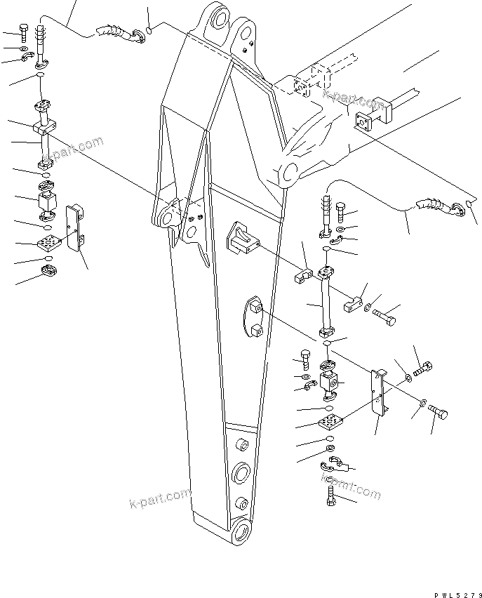 Komatsu parts book diagram for PC290LC-6K S/N K30001-UP: ARM (2.5M) (ADDITIONAL PIPING) (1-ATTACHMENT LINE)(#K34001-)