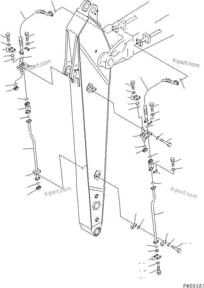 Komatsu parts book diagram for PC290LC-6K S/N K30001-UP: ARM (3.0M) (ADDITIONAL PIPING) (1-ATTACHMENT LINE)(#K30001-K34000)