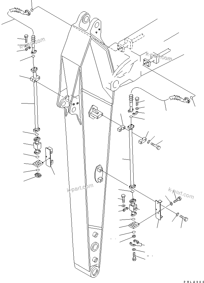 Komatsu parts book diagram for PC290LC-6K S/N K30001-UP: ARM (3.0M) (ADDITIONAL PIPING) (1-ATTACHMENT LINE)(#K34001-)