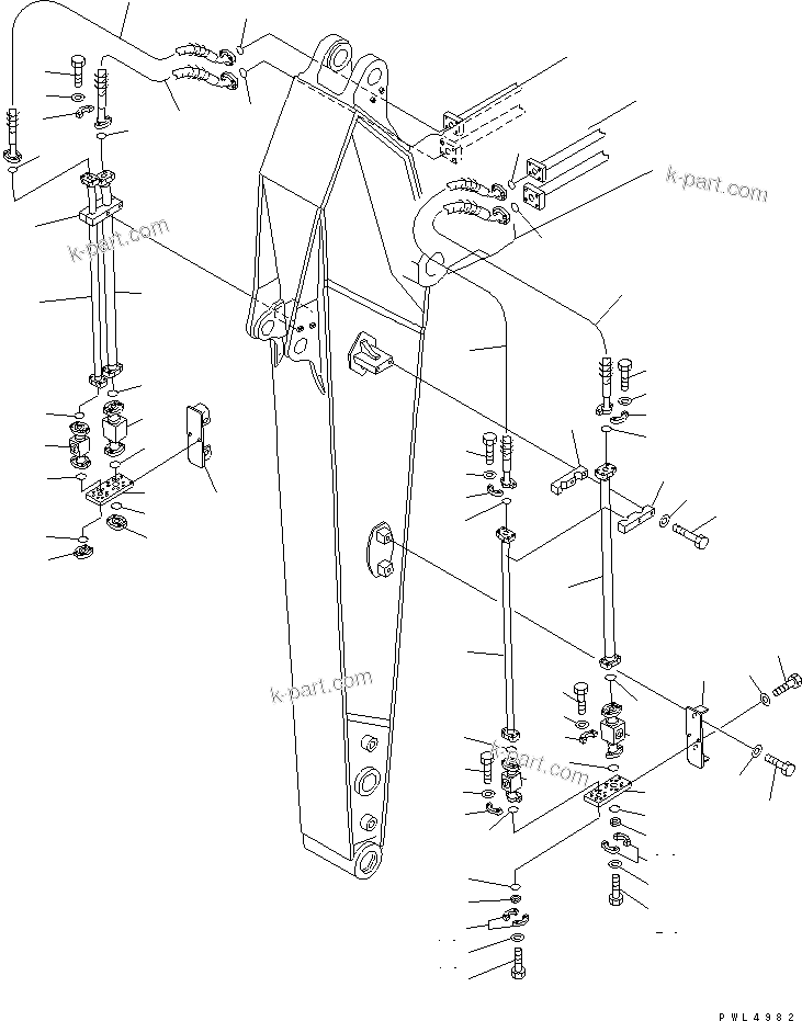 Komatsu parts book diagram for PC290LC-6K S/N K30001-UP: ARM (3.0M) (ADDITIONAL PIPING) (2-ATTACHMENT LINE)(#K34001-)