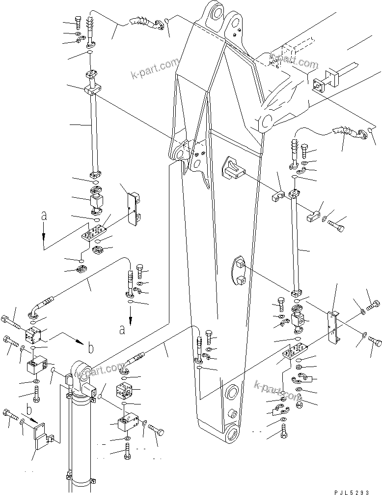 Komatsu parts book diagram for PC290LC-6K S/N K30001-UP: ARM (3.0M) (ADDITIONAL PIPING) (CLAMSHELL LINE)(#K34001-)