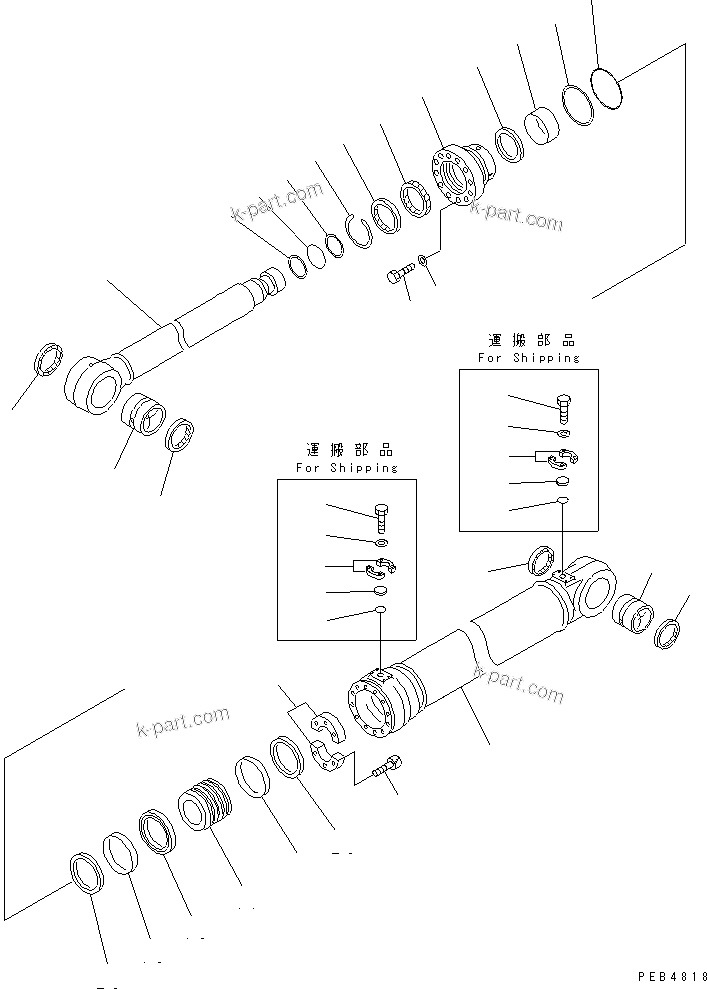 Komatsu parts book diagram for PC290LC-6K S/N K30001-UP: 2ND BOOM CYLINDER (2-PIECE BOOM)