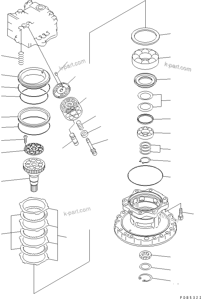 Komatsu parts book diagram for PC290LC-6K S/N K30001-UP: SWING MOTOR (2/3)