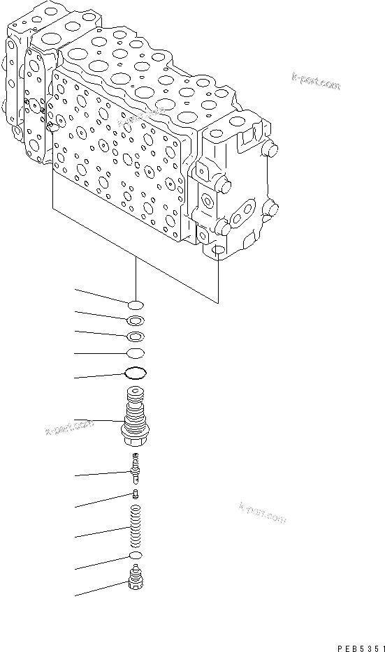 Komatsu parts book diagram for PC290LC-6K S/N K30001-UP: MAIN VALVE (1-ACTUATOR) (5/14)