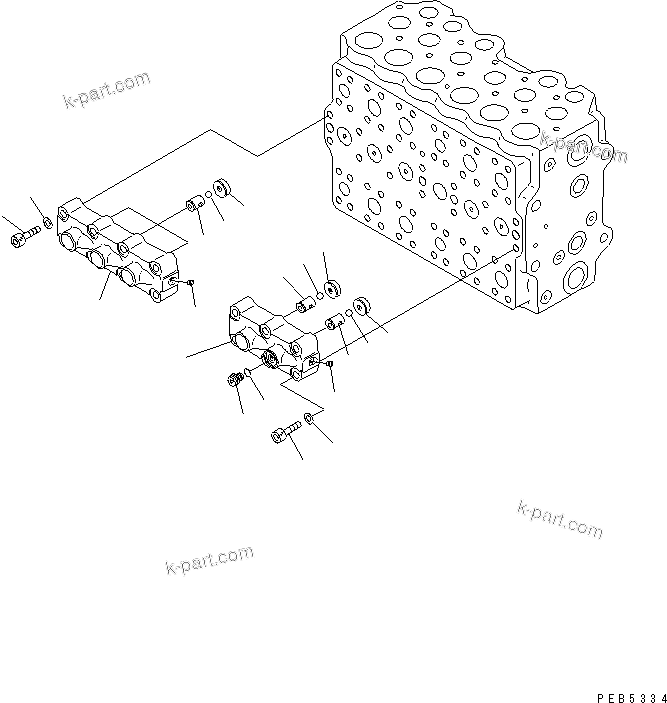 Komatsu parts book diagram for PC290LC-6K S/N K30001-UP: MAIN VALVE (1-ACTUATOR) (7/14)