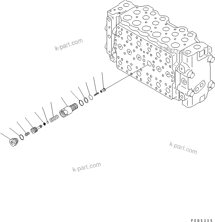 Komatsu parts book diagram for PC290LC-6K S/N K30001-UP: MAIN VALVE (2-ACTUATOR) (8/14)