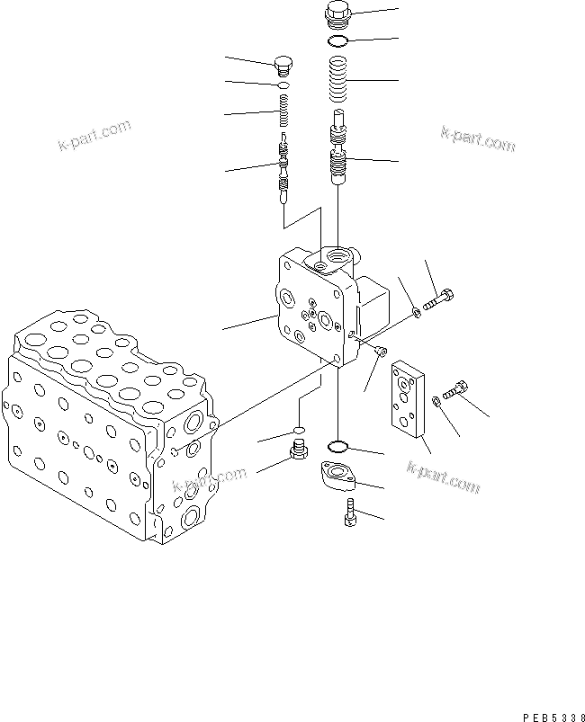 Komatsu parts book diagram for PC290LC-6K S/N K30001-UP: MAIN VALVE (1-ACTUATOR) (11/14)