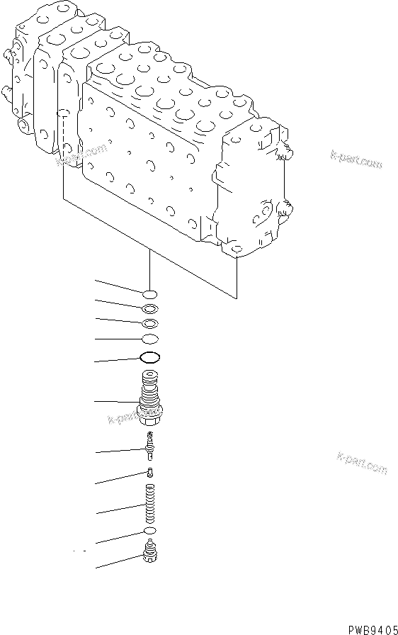 Komatsu parts book diagram for PC290LC-6K S/N K30001-UP: MAIN VALVE (2-ACTUATOR) (5/14)