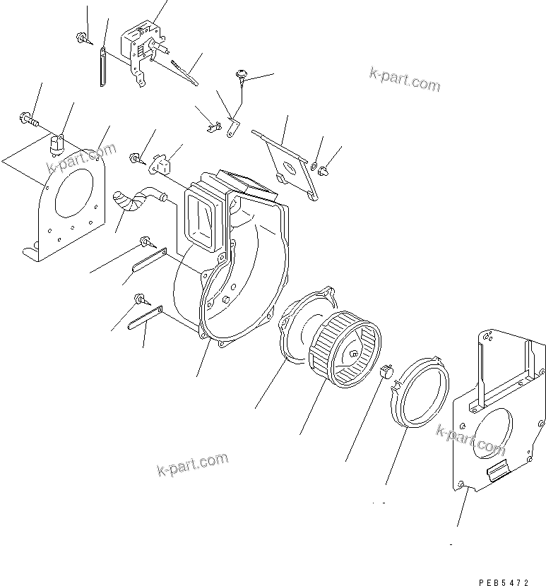Komatsu parts book diagram for PC290LC-6K S/N K30001-UP: BLOWER ASS'Y (FOR AIR CONDITIONER)(#K30163-K34119)