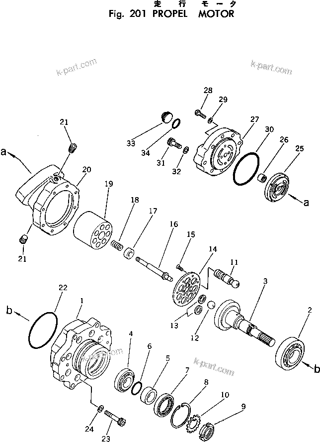 Komatsu parts book diagram for PC30-1 S/N 1001-UP: TRAVEL MOTOR