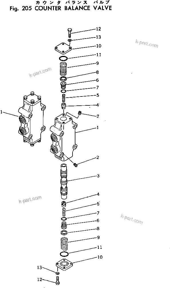 Komatsu parts book diagram for PC30-1 S/N 1001-UP: COUNTER BALANCE VALVE